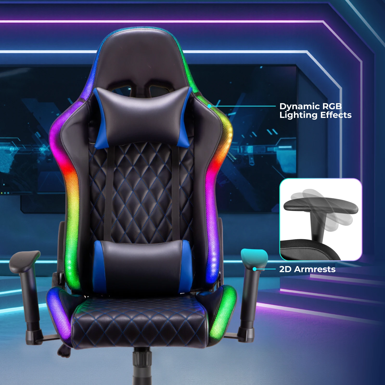 Büyük Elmas Desenli PU Oyun Lü - Rgb Gaming Chair incelemesi ve fiyatı