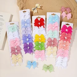 10Pcs/ Set Cute Solid Mini Bows Ribbon Bowknots Hair Clips for Girls Sweet Barrettes Hairpins Headwear Kids Hair Accessories
