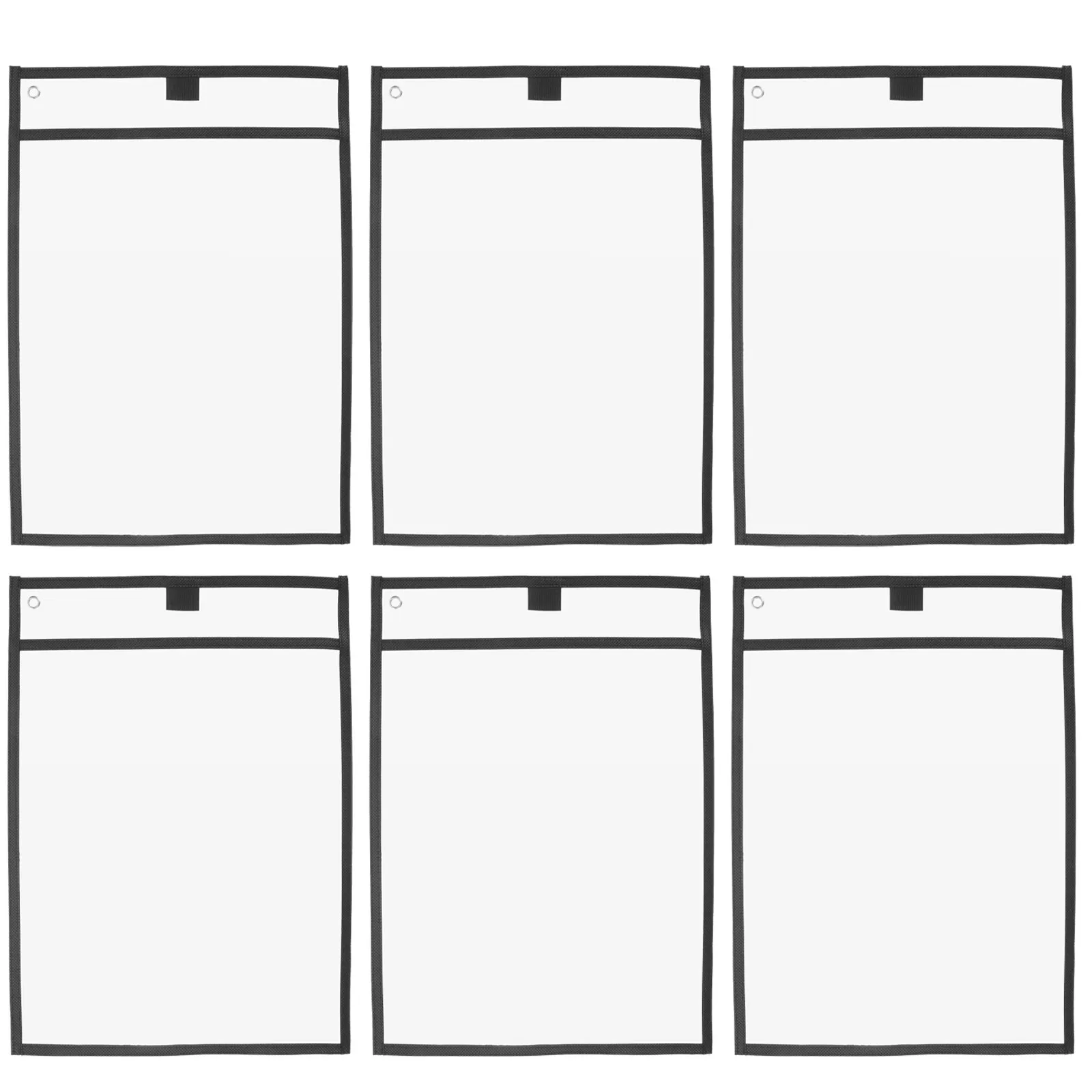 

6Pcs Reusable Dry Erase Pockets Clear PVC with Integrated Pen Slot for Rotating Documents Classroom Office Supplies Stationery