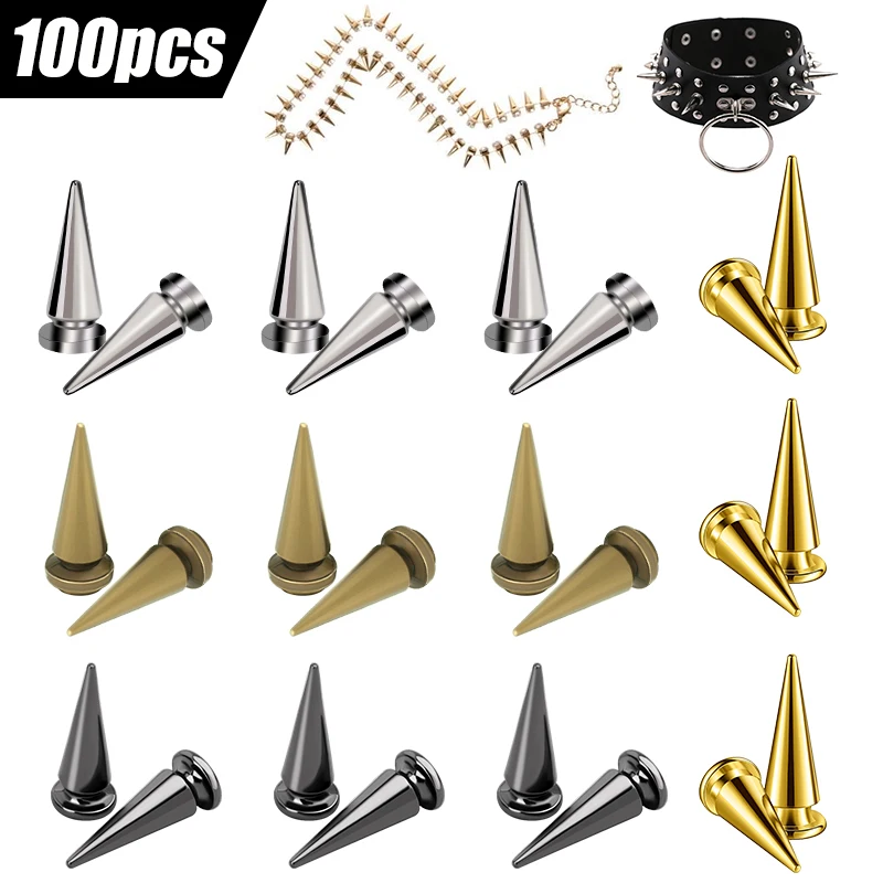 

SHWAKK 100pcs Punk Rivets Screw Back Studs and Spikes For Clothes Cool Punk Garment Rivets For Leather Bag Shoes DIY Handcraft