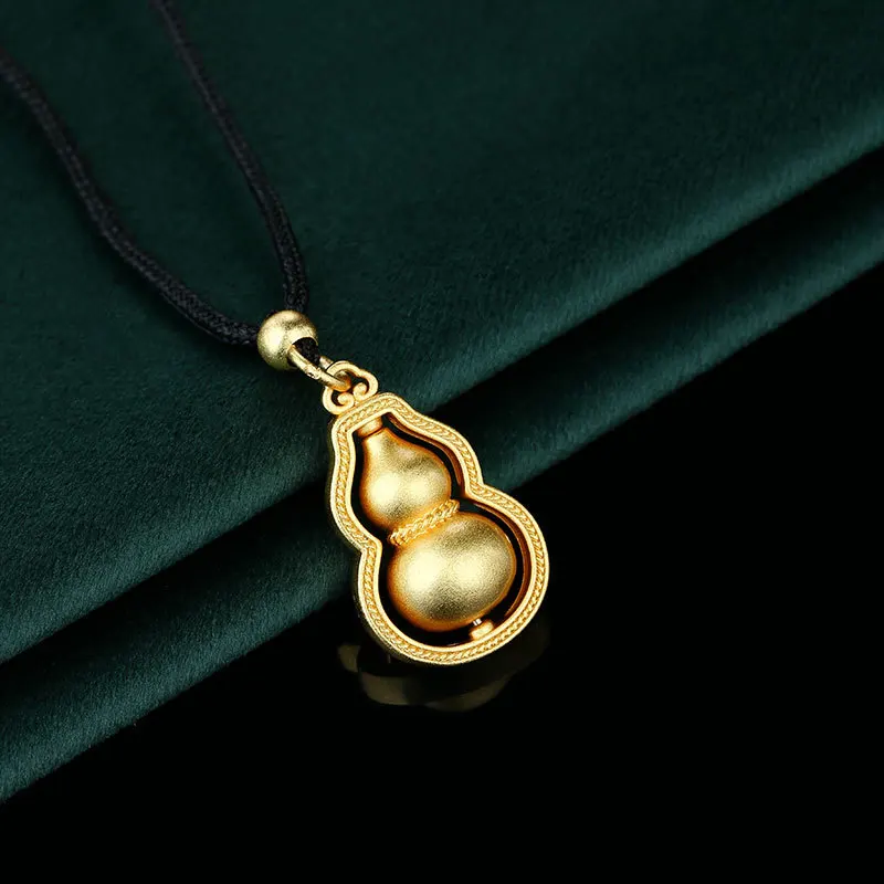 New Chinese Style Heritage Ancient Gold-Plated Lucky Double Layer Calabash Pendent Classic Retro Men's and Women's Same Necklace