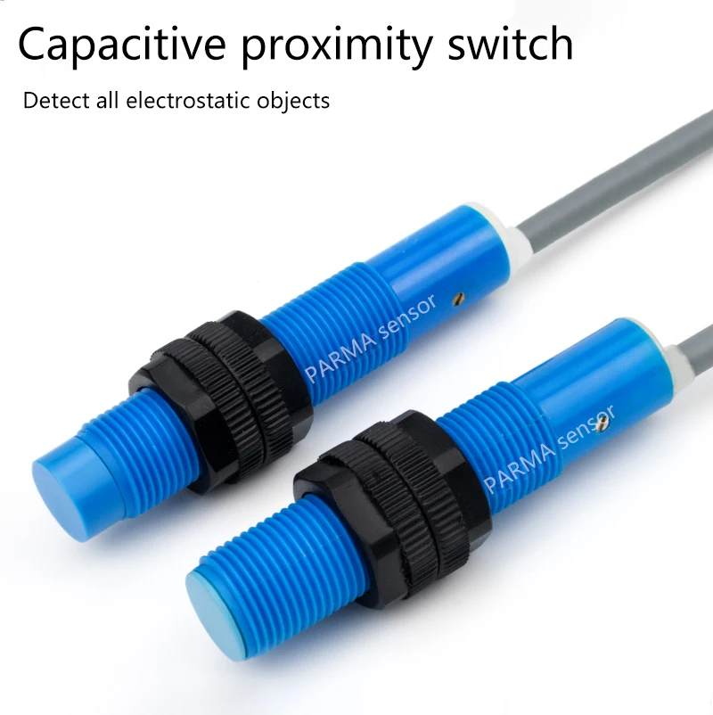 M12 capacitive proximity switch, cylindrical plastic shell, non-metallic detection switch sensor, material line sensor