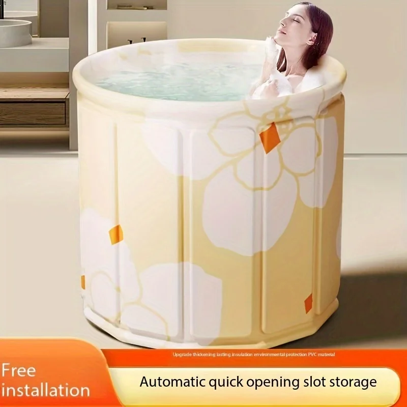 Portable Folding Bathtub, Durable PVC Inflatable Full-Body Soaking Tub, Easy Setup, for Home and Outdoor Use, All Seasons