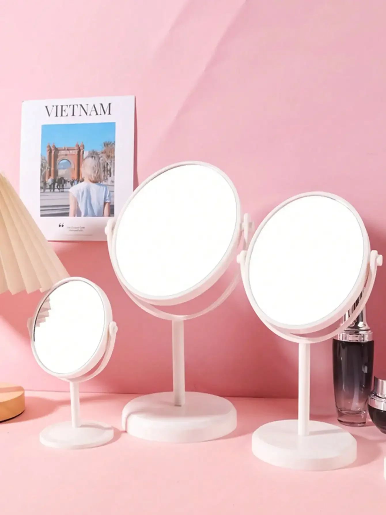 

2026 Makeup mirror, the perfect gift for female friends, 1pc Rotatable Vanity Mirror, Princess Mirror, Plastic Makeup Mirror, Travel Mirror, Beauty Product, Rectangular Desktop Folding Makeup Mirror, Portable Travel Makeup Mirror