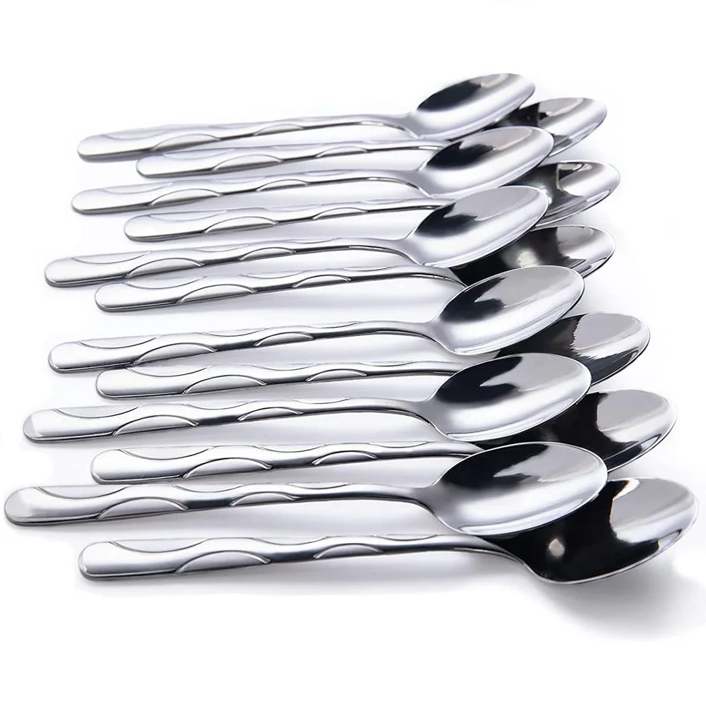 

4/6/8/10/12pcs Stainless Steel Teaspoon set Tea Spoons Coffee Spoon 15cm 6in Ice Cream Dessert Drinking Mixing Honey Silverware