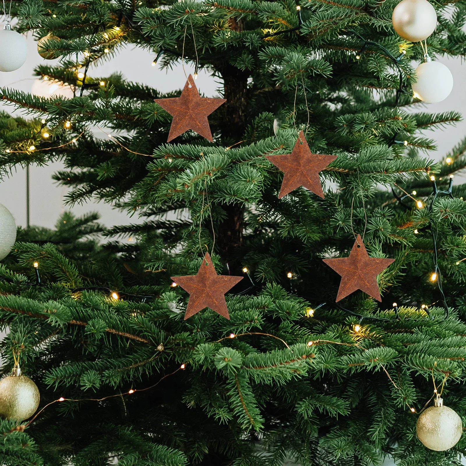

50Pcs Rustic Rusty Stars Charms Metal Star Pendants Vintage DIY Hanging Decorations Christmas Metal Stars for Crafts