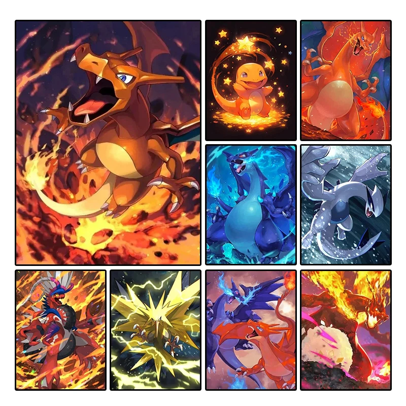 

Pokemon Cartoon Anime Canvas Painting Charizard Charmander Poster Print Mural Picture Wall Art Children Room Decor Gifts Cuadros