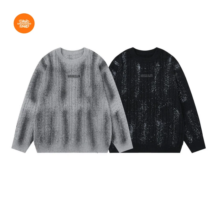 DAVIDSHAO UE EE. UU. Tamaño de alta calidad ropa de calle al aire libre marca de tendencia de lujo invierno hombres residuos suéter de inyección de tinta