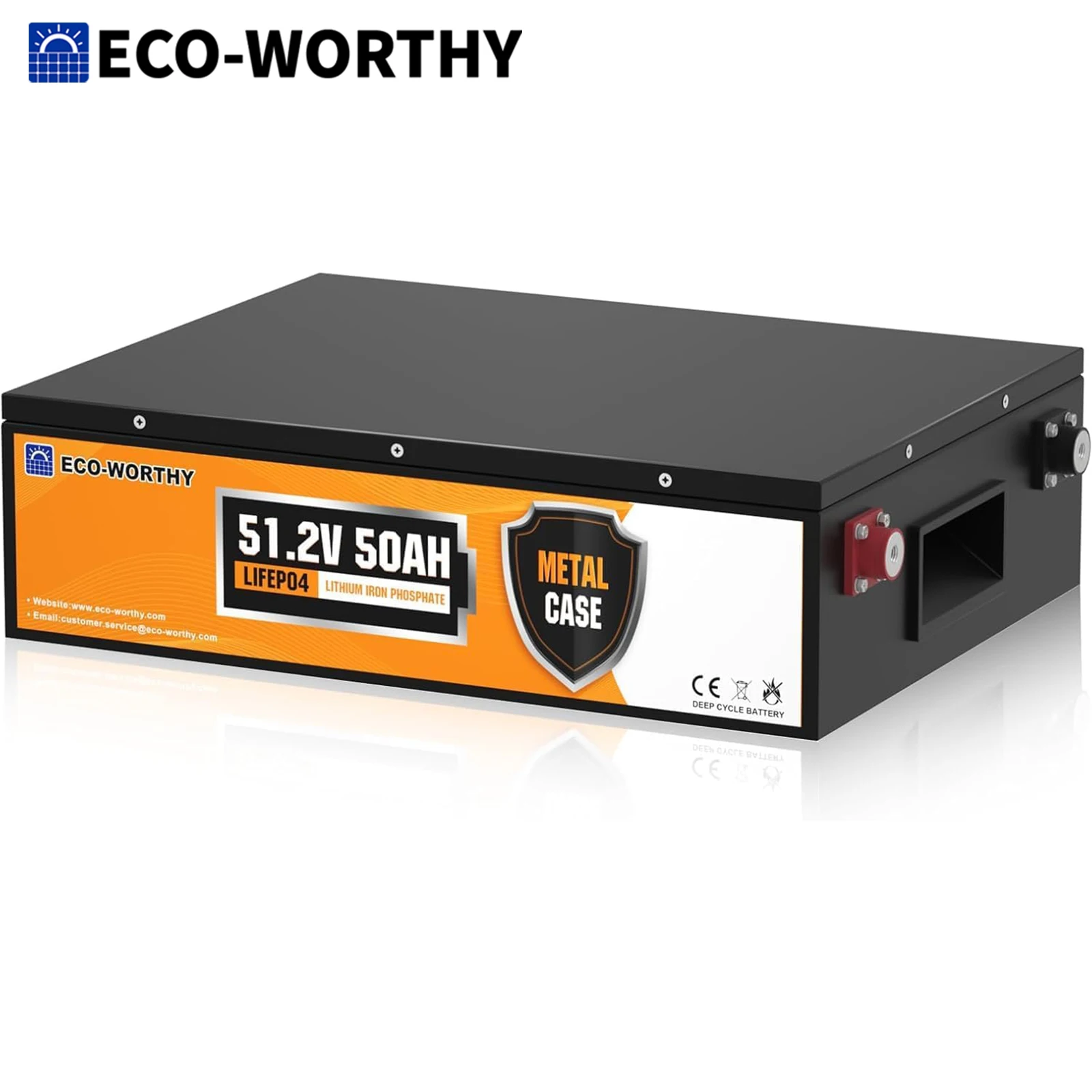 Batería ECO-WORTHY LiFePO4 48V 50Ah con protección BMS y 3000-15000 ciclos, batería de litio de ciclo profundo para autocaravanas, sistemas solares.
