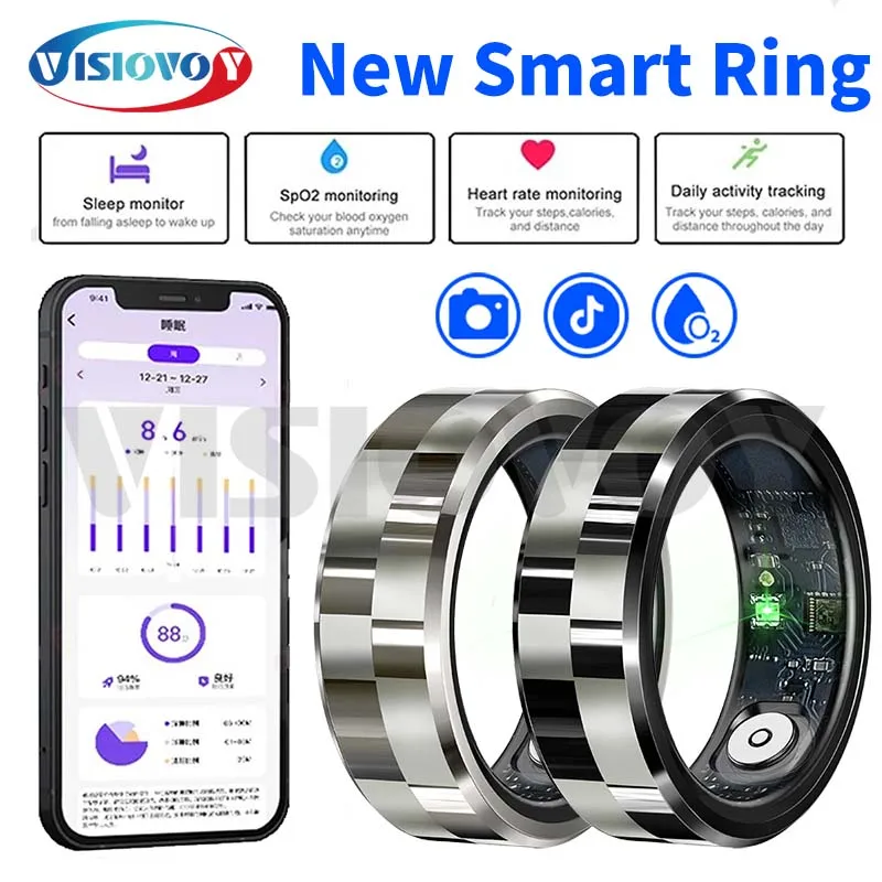 Smart Ring 2024 dla Xiaomi SAMSUNG Mężczyźni Kobiety Tętno Monitor tlenu we krwi IP68 i 3ATM Wodoodporny tryb wielofunkcyjny Smartring