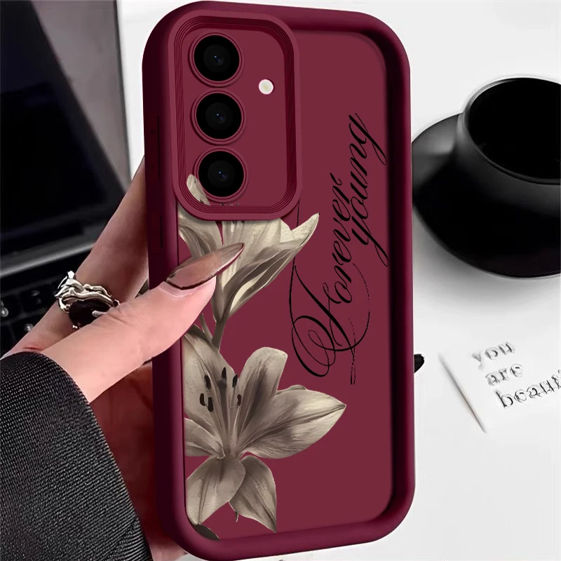Flower Floral Pattern Phone Case For Samsung A57 A37 A56 A27 A17 A26 A36 A55 A15 A54 A16 S26 S24 S23 S22 Ultra S25 FE Soft Cover