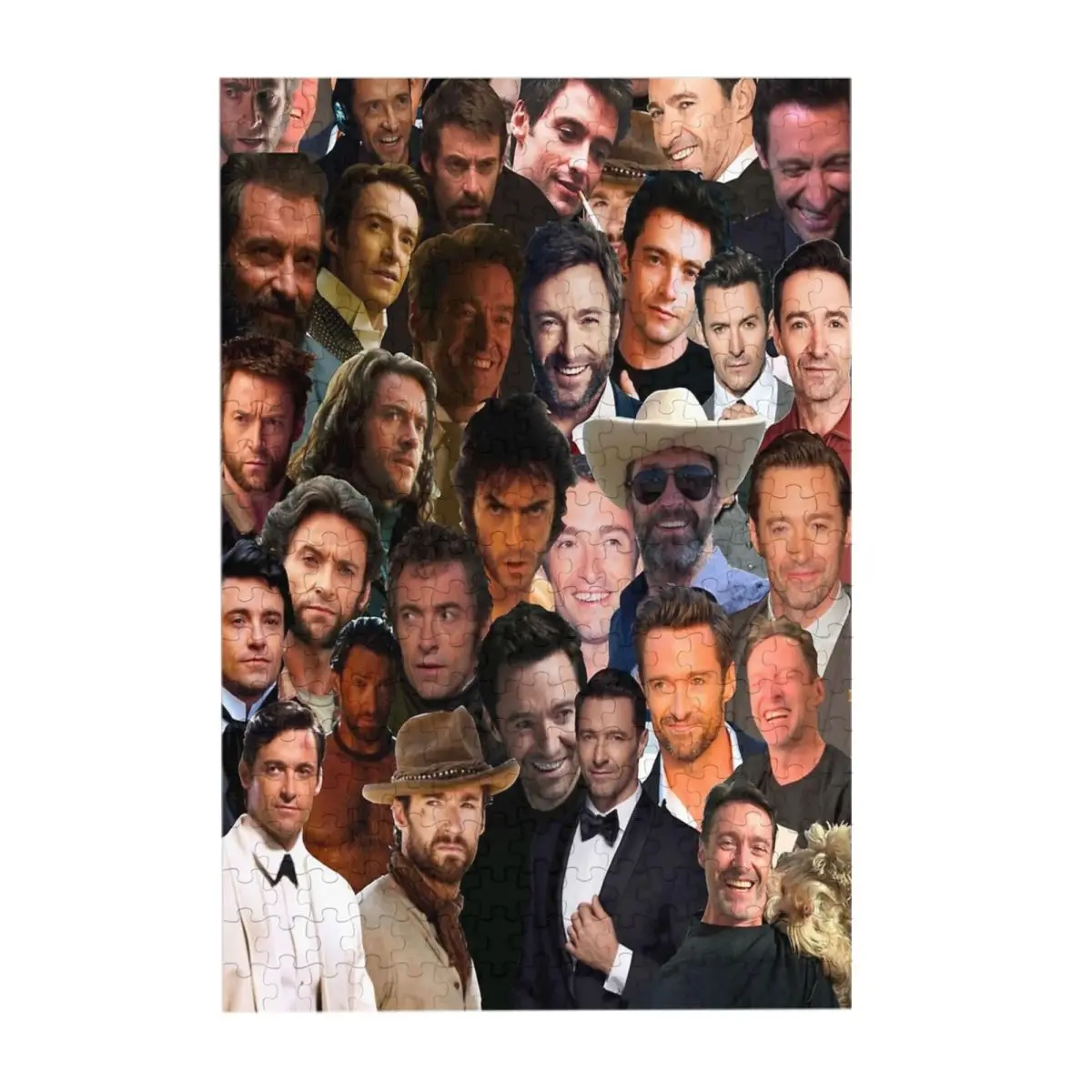 Hugh Jackman Photo Collage Jigsaw Puzzle for Kids 300-Piece Wooden Puzzles Pieces Fun Learning Gift for Chidlren