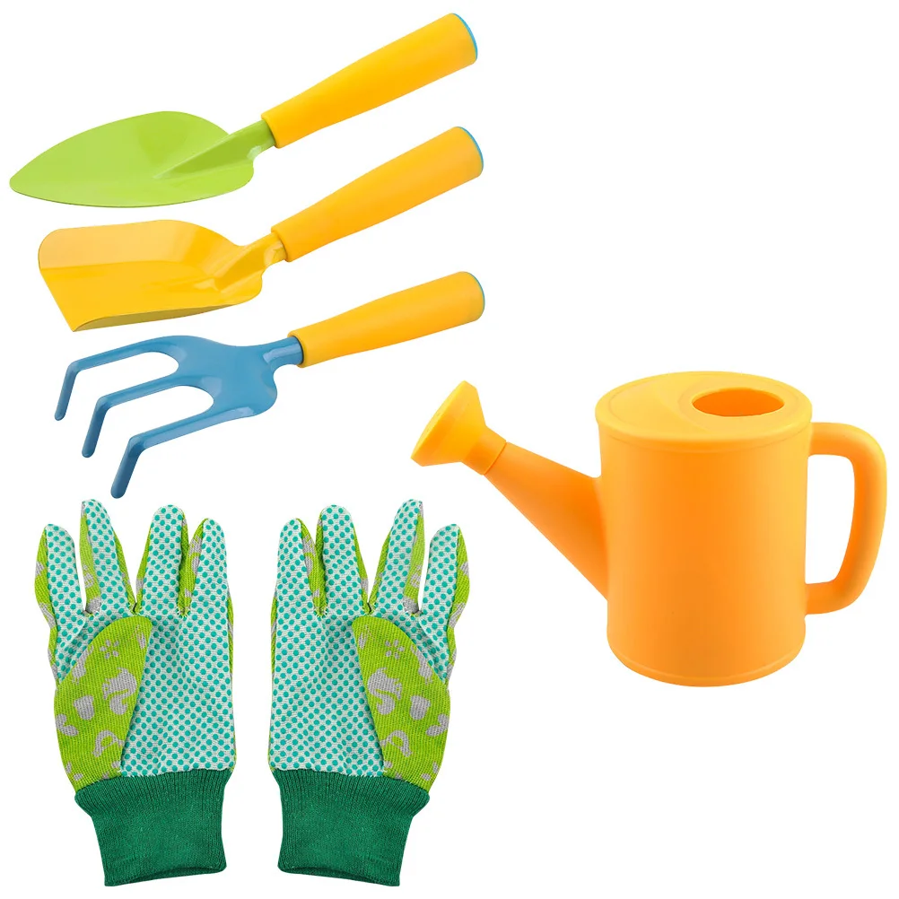 1Set Kids Garden Tools Set Child-Sized Planting Shovels and Rake Safe Blunt Edges Lightweight Design for Sand Beach Or Yard