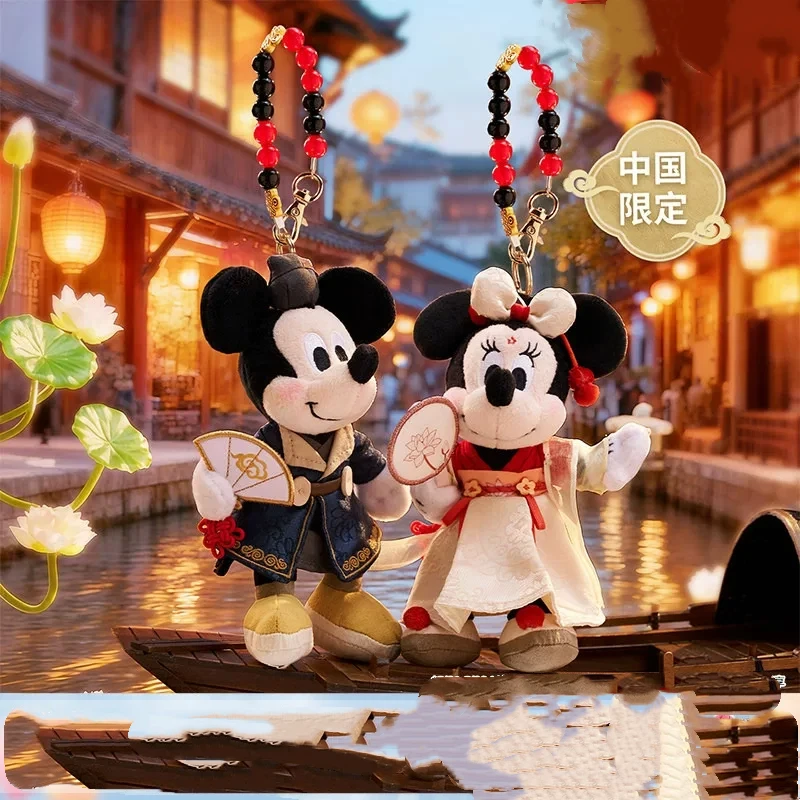 

Disney Mickey Minnie Plush Keychain Chinese Style Stuffed Plush Cute Doll Bag Pendant Traditional Costume Holiday Gift For Adult