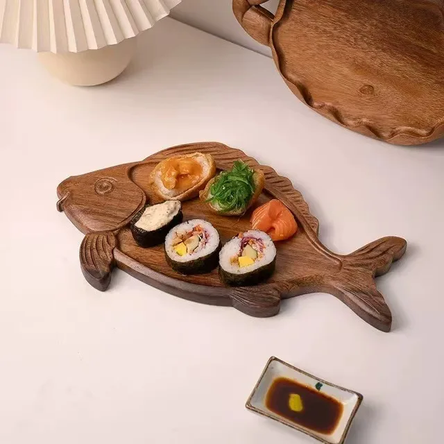 

Suitable for Walnut Japanese Creative Plate Solid Wood Premium Household Vegetable Fish Japanese Restaurant