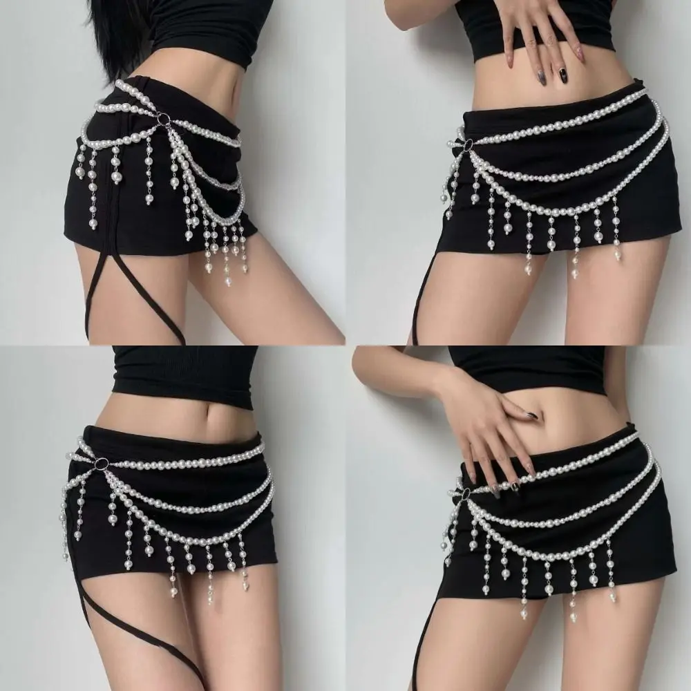 موضة متعدد الطبقات اللؤلؤ الخصر سلسلة شرابة أنيقة المرأة الجسم حزام على شكل سلسلة بوهو الخصر اكسسوارات مجوهرات للجسم الزفاف #5