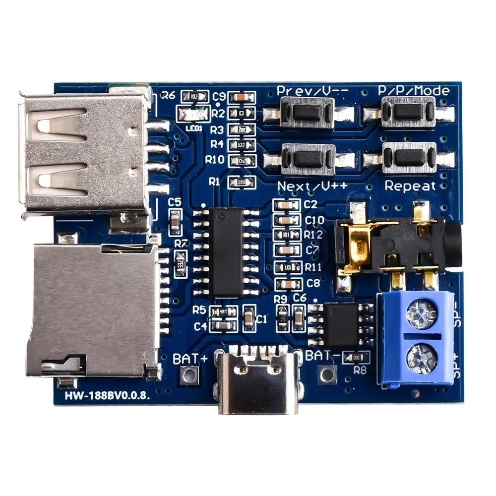 TF-Karten-USB-Stick MP3-Format-Decoder-Board-Modul Verstärker Audio-Player mit Dekodierung – Detail 3