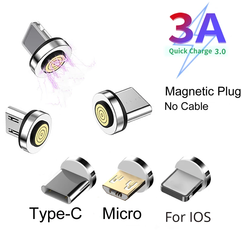 1-5Pcs Magnetic Plug Fast Charging 7pin Micro USB Type-C Plug For iPhone Samsung A52 Xiaomi Redmi Note 11 Huawei P50 P40 3A Plug