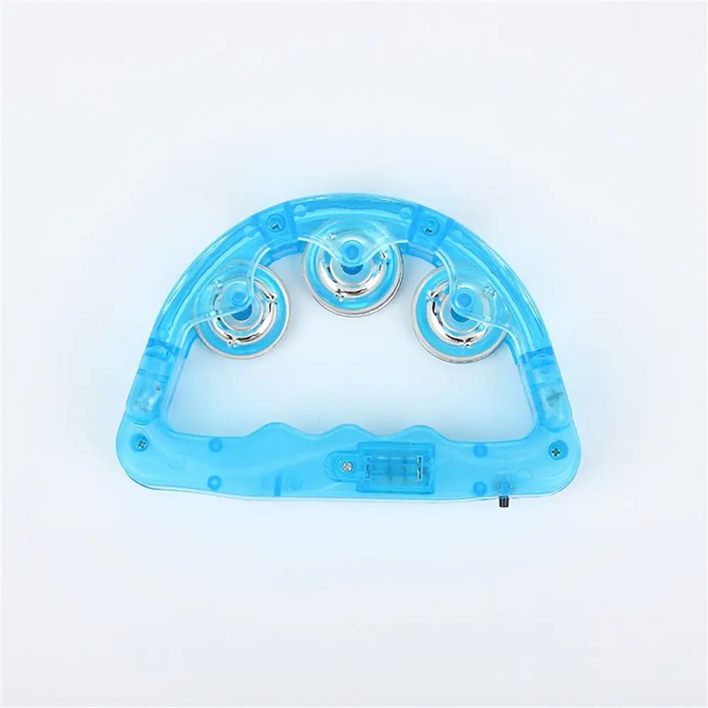 Concert Light Up LED Tambourine Noisemakers Glowing Flashing Tambourine Shaking Clear Hand Rattle Bell Musical Instrument