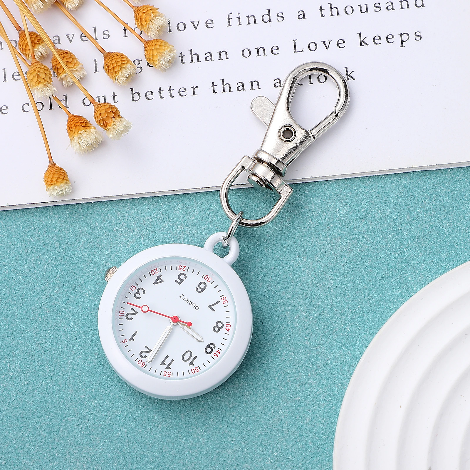 

1pc Stainless Steel Hook Hanging Pocket Portable Casual Pocket Keychain Watch For Fob Watch For Nurse Busy Workers