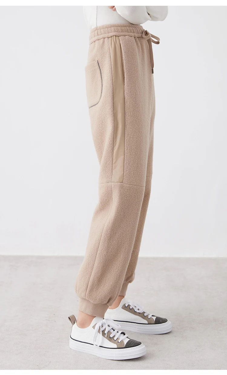 K2639W Hochwertige Damenbekleidung Luxusmarke Lässige Hosen Herbst und Winter Dicke 100% Wollhosen – Detail 10