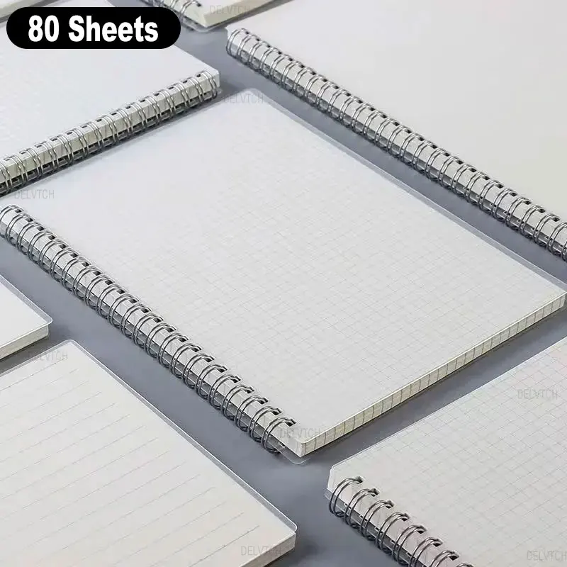 

A5 B5 Spiral Coil Notebook 80 Sheets Binder Planner With Transparent Cover Grid Blank Inner Page Paper Refill Diary Note Book