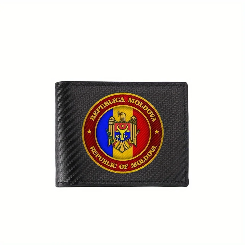 Coat of arms eagle flag Moldova Men's Wallets Simple Business Modern Stylish Printing Design Gifts For Father Boyfriend Christma