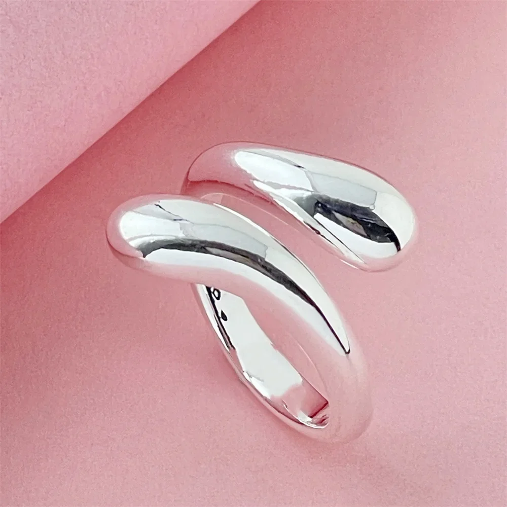 

Fashion 925 Sterling Silver Fish Tail Crystal Adjustable Rings For Women Wedding Fine Jewelry Accessories Wholesale Jewellery