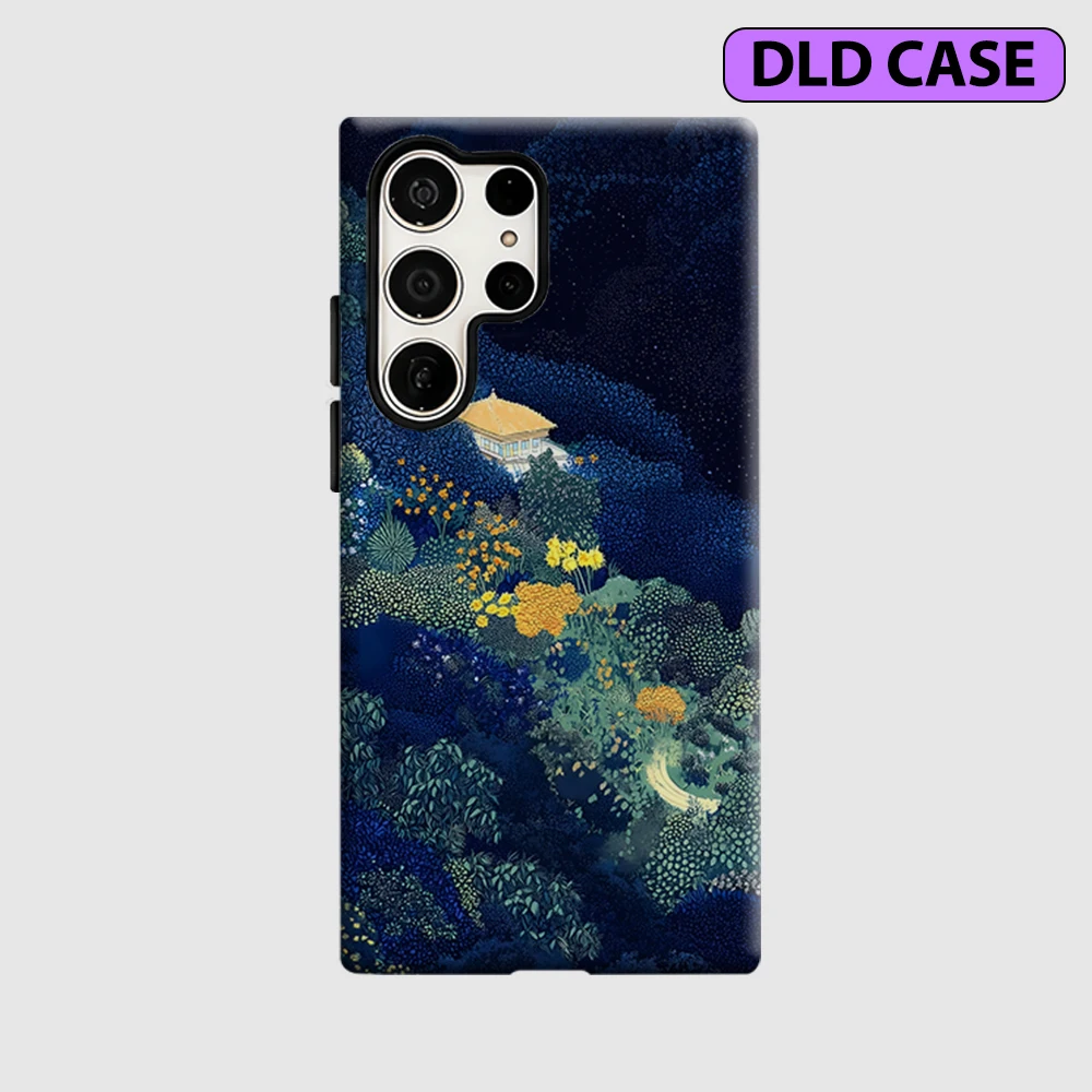 Midnight Mountain Villa Phone Case for Samsung Galaxy S26 S25 Ultra S24 S23 Ultra Plus Shockproof Double Layer Tough Back Cover