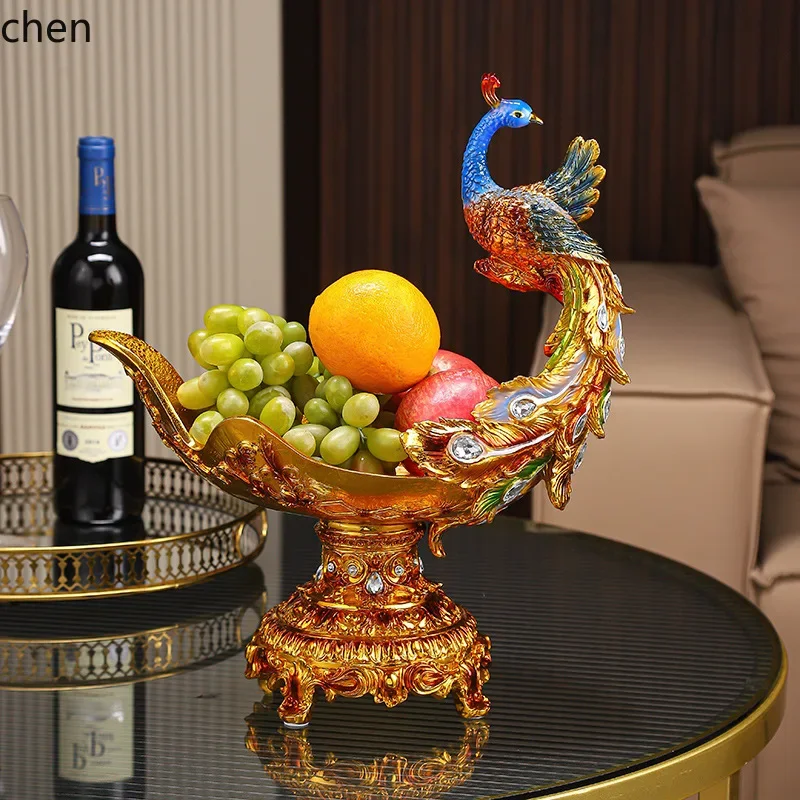 

Z30- european-style gold-plated peacock fruit bowl - luxury home decor for living room coffee table, wedding, housewarming gift