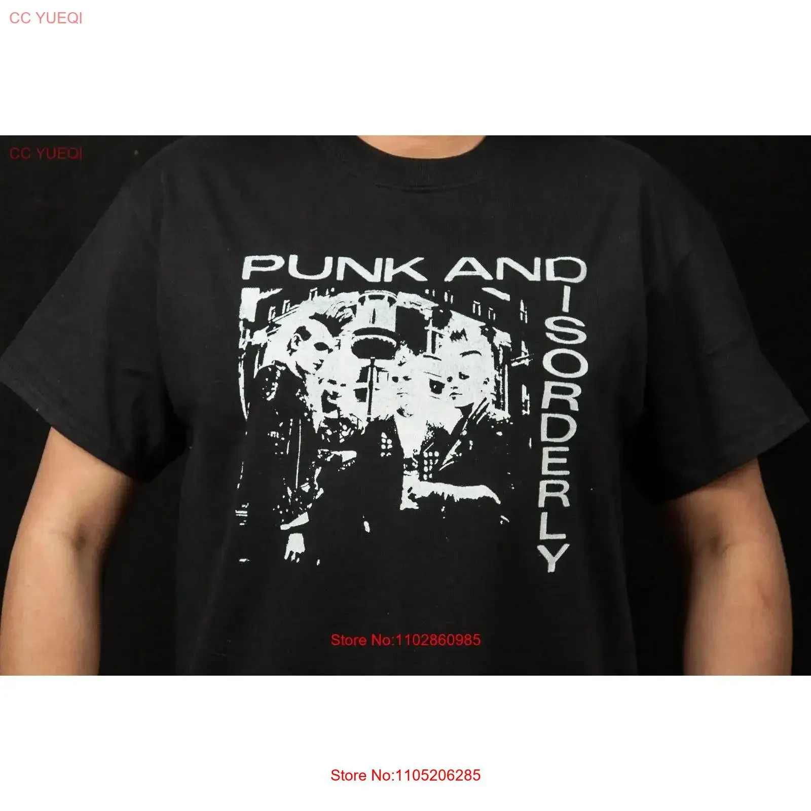 Punk and Disorderly black t shirT vintage Washed Comfortable Casual Stretched Top For Everyday Wear Unisex Versatile streetwear