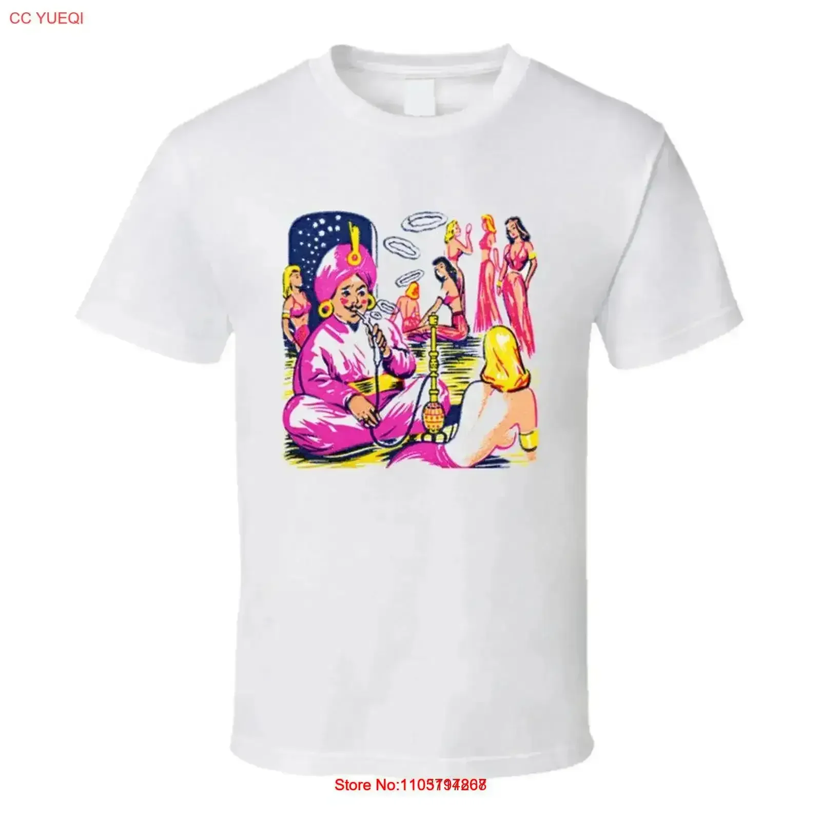 Mens White Retro T Shirt Vintage Happy Hookahs Harem Exotic Funny Pinups 40s Washed Casual Top For Everyday Wear homme vintage