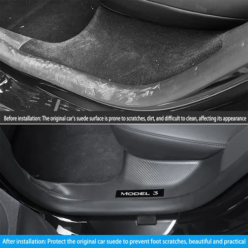 Imagen 2 del producto 2 4 8 Uds ForTesla Model3/Y Highland 24-25ABS Protector de alféizar de puerta delantera trasera tira de umbral Panel protector antipatadas almohadilla impermeable