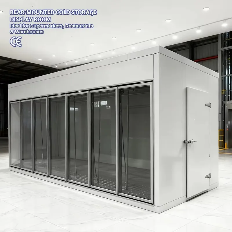 Glass Door Walk In Cooler Low Noise Scroll Compressor Stable Cooling For Downtown Shopping Mall Indoor Retail Environment
