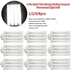 1/2/4/8pc FML 27EX-N 27W 4 Pin Quad Tube Energy Saving Compact Fluorescent Light Bulb 6500K 4 Rows Light Bulb Energy Saving Lamp