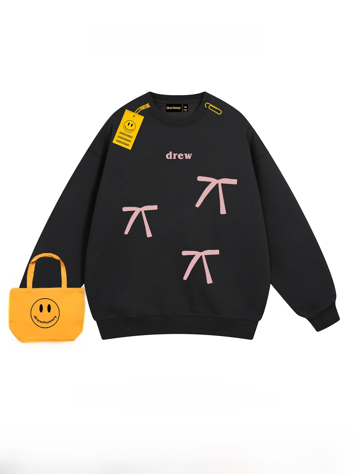 Américain Sle décontracté coupe ample rond Ne sweat hommes noeud imprimé automne haut d'hiver Streetwear Harajuku Sle