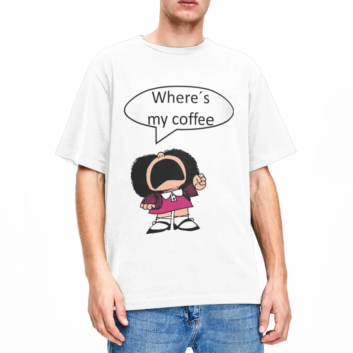 Men Women Shirts Funny Mafalda Coffee Accessories Fashion Pure Cotton Short Sleeve T Shirts Round Neck Clothing Christmas Gifts