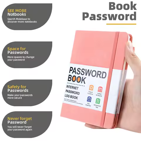 Password Address Book PU Leather B6 Size with Strap Ready To Ship Back To School Gift Idea for Teens Adults Notebook Journal Set