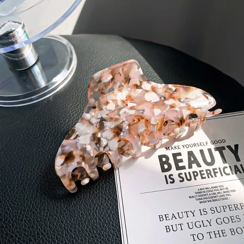 

Сплошной цвет, свежий ацетатный коготь для волос, заколка для волос с леопардовым принтом, заколка в виде акулы, головные уборы, геометрическая черепаховая заколка для волос