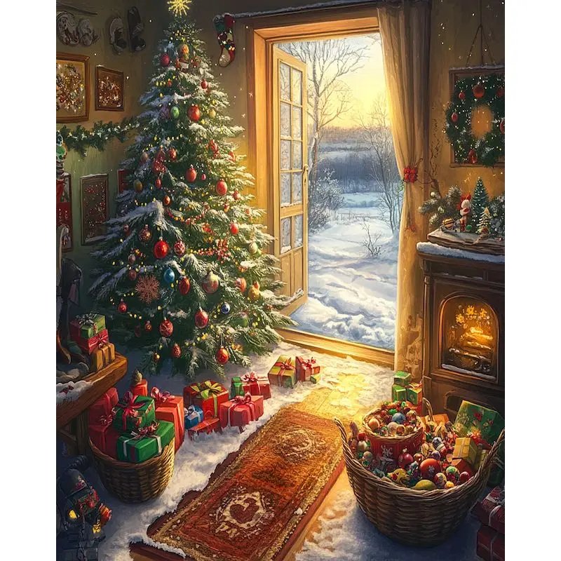 

GATYZTORY Paint By Numbers For Adults Children Christmas Tree DIY HandPainted Oil Painting Landscape Picture Home Wall Decor Gif