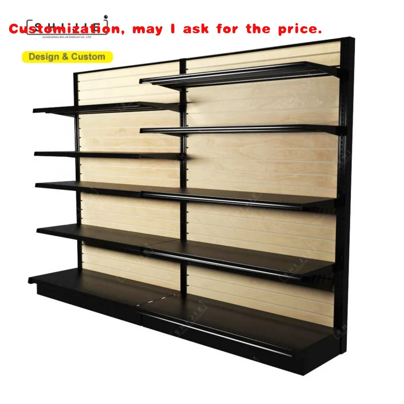 

на заказ. Дизайнерские полки для хранения в супермаркете. Розничный магазин. Деревянные стальные полки-гондолы со светодиодной подсветкой.