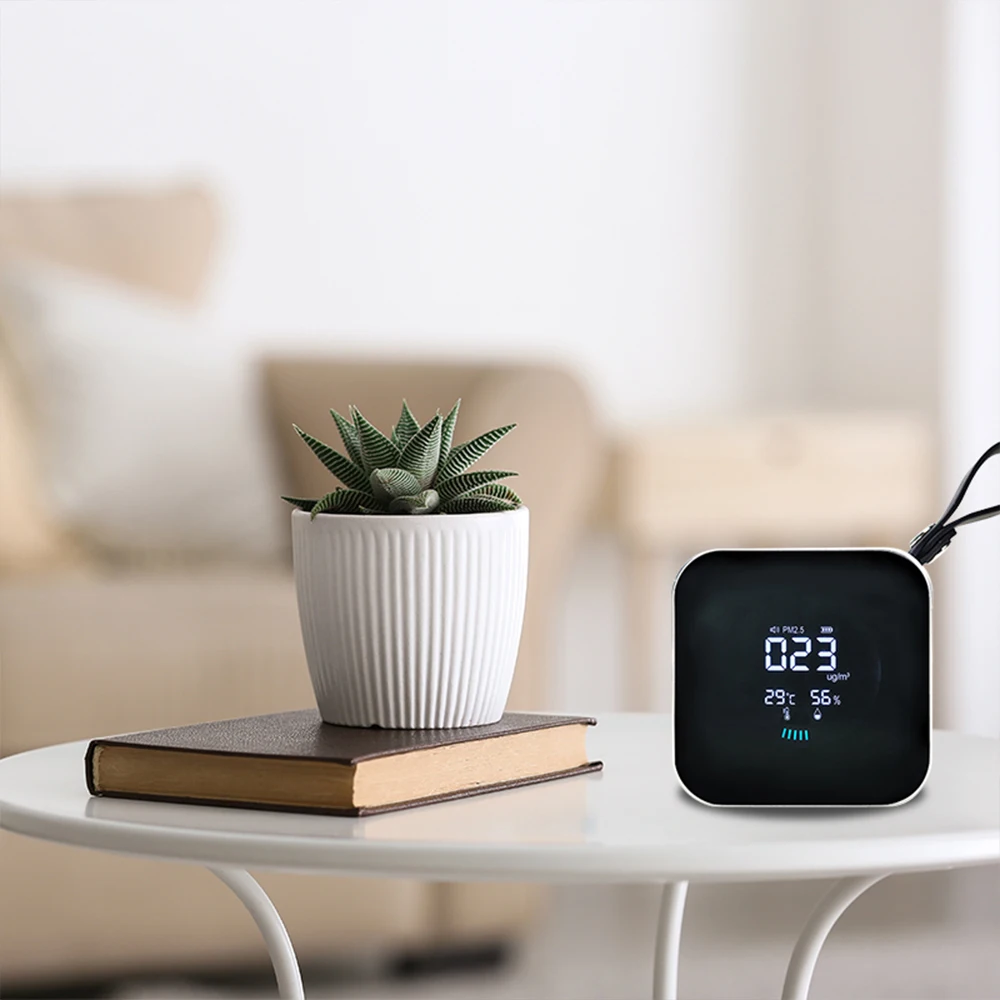 Portable Handheld PM2.5 Air Quality Monitor and Temperature Humidity Meter-Silver