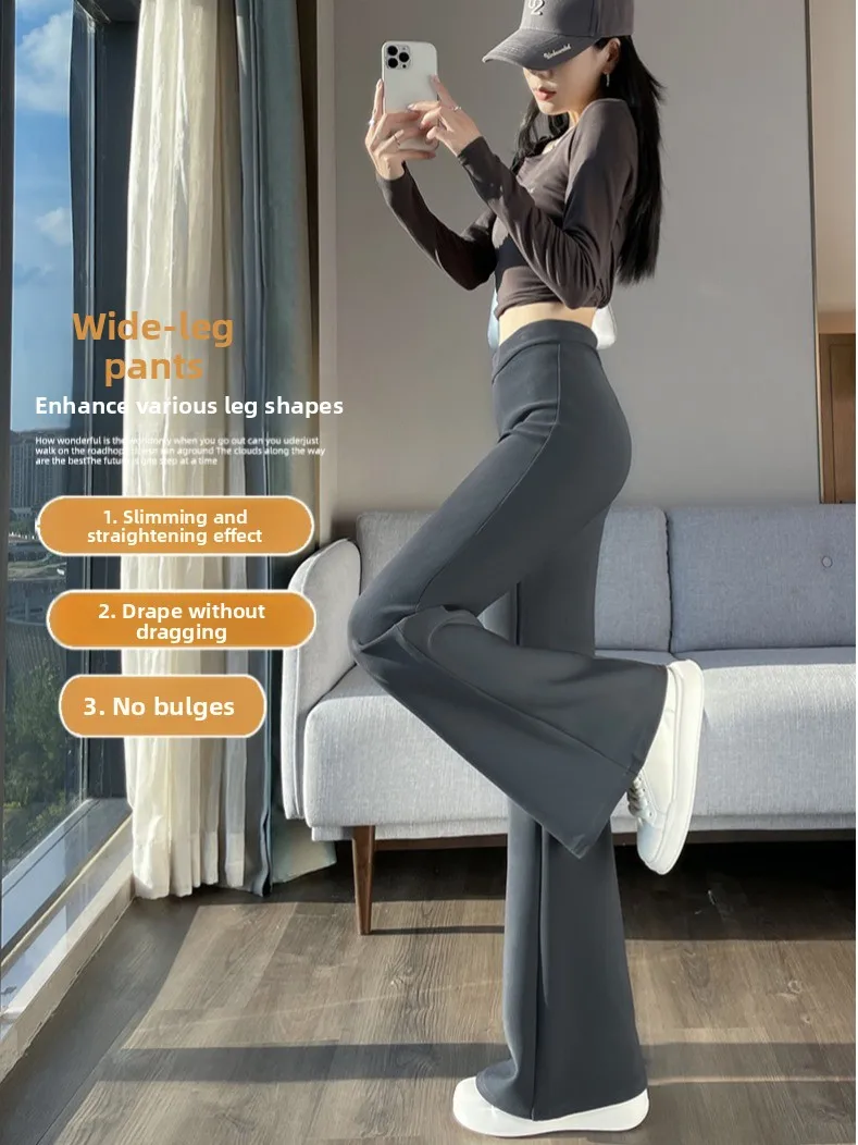 Thiened Fce doublé pantalon à jambes larges taille haute coupe ajustée pantalon décontracté coréen Sle trajet vent couleur Pure fermeture à glissière