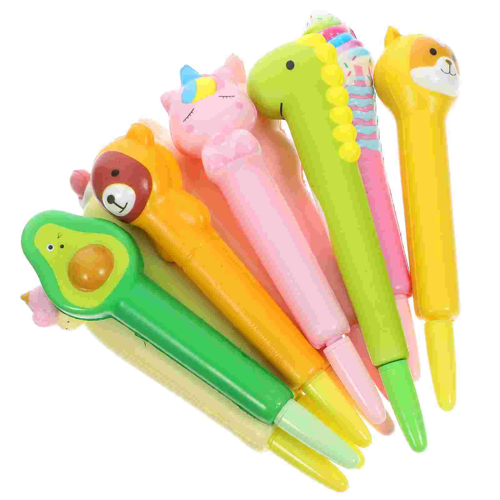10Pcs Squeeze Gel Pens Cartoon Writing Pens Multi-function Student Pens Squeeze Pens (Mixed Style) multi-function pens