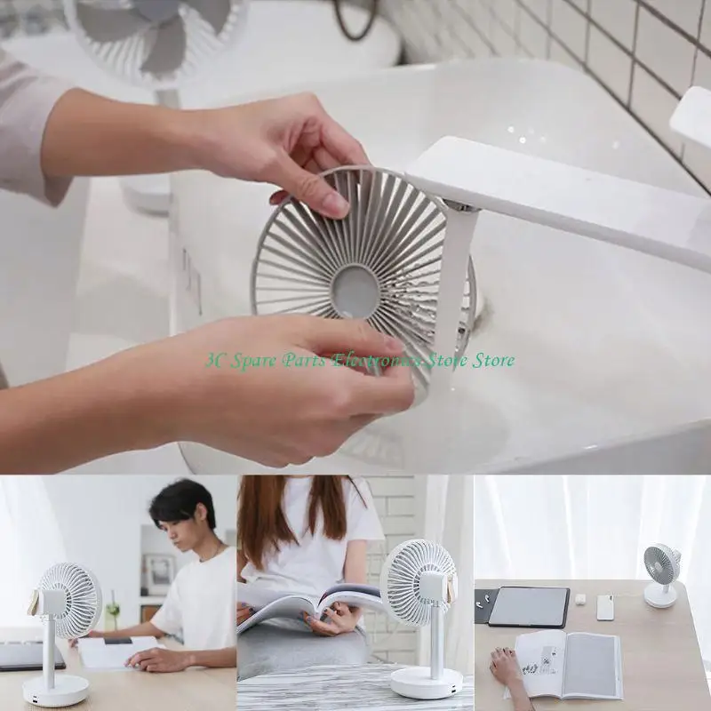 

SZ 4000mah Desktop Table Oscillating Fan Rotation Strong Wind Quiet Rechargeable Personal Fan for Home Desktop Office