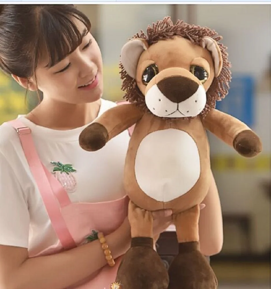 ใหม่น่ารักตุ๊กตาของเล่น Lion Q Big Eyes ตุ๊กตาสิงโตของขวัญประมาณ50ซม.