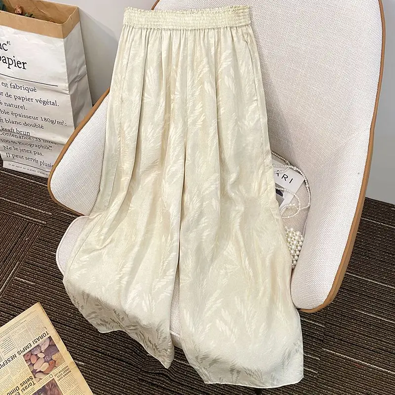

New Chinese-style Women's Jacquard Printed Slimming Harun 9-inch Baggy Pants Export Surplus in 2025 Loose Trousers