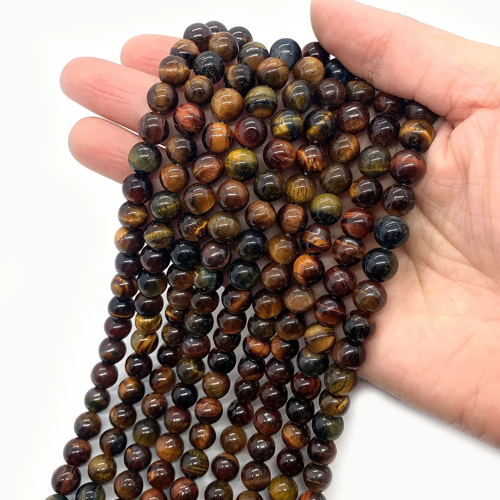 سحر كلاسيكي عين النمر الطبيعي مصقول الخرز المستديرة مع ثقوب مستقيمة فضفاضة أنيقة الخرز اليدوية مجوهرات اكسسوارات #3