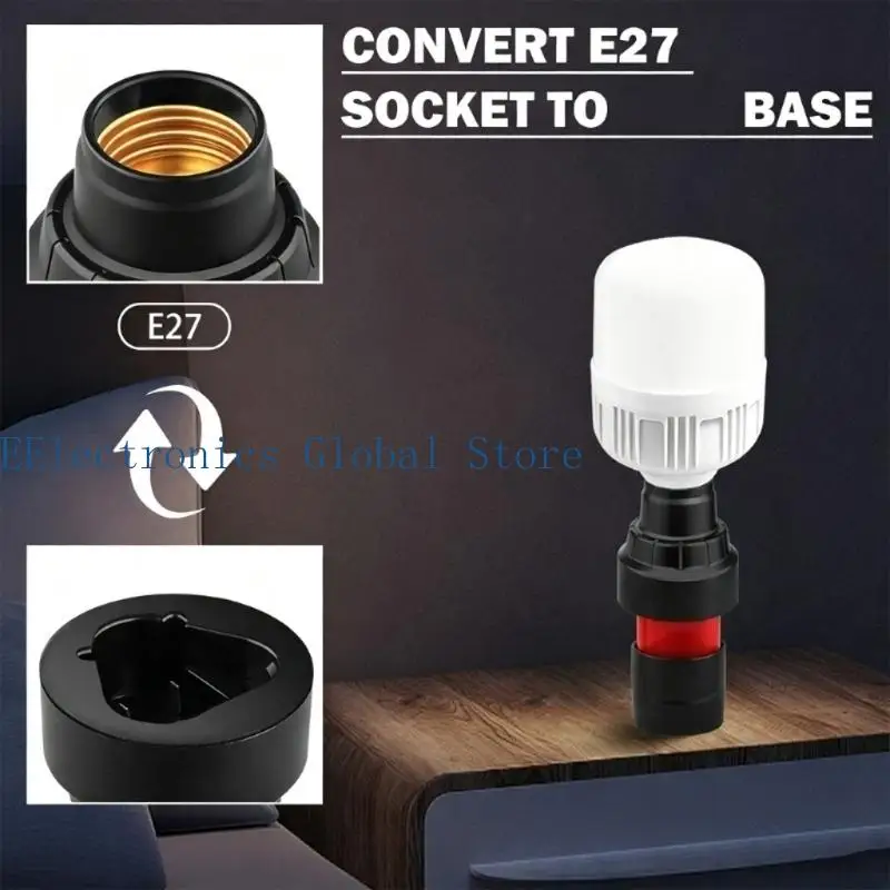 462B Tool Battery Light Holder Adapter, E27 Screw-Base LED Bulb Mount With Slide-On Form for Campsite Lighting Use, Outages and