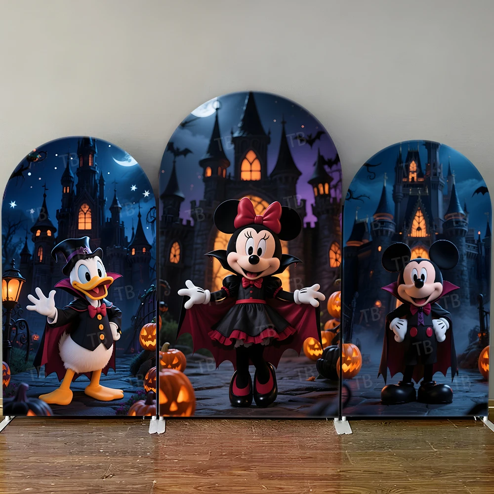 

Disney Mickey Minnie Halloween Theme Arch Backdrop Cover Spooky Fun Scene For Kids Party Cute Cartoon Photo Booth Decor Prop